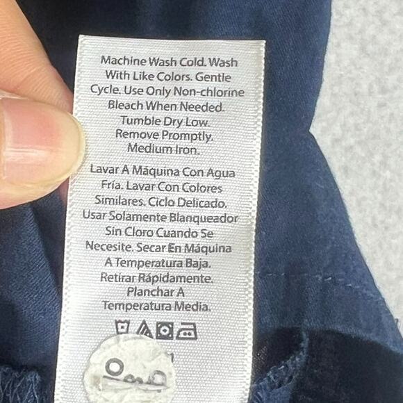 Time and Tru Kid's Large Navy Blue Smocked Yoke Top With Tassles V Neck - Picture 9 of 9